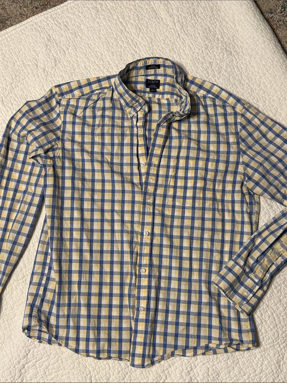 J. Crew Blue and Yellow Check Button-Down Shirt